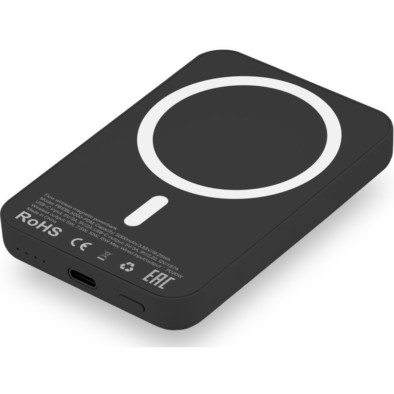 PB10BL5000-PDM Внешний аккумулятор uBear Flow Magnetic Power bank 5000mAh, PD20W, черный